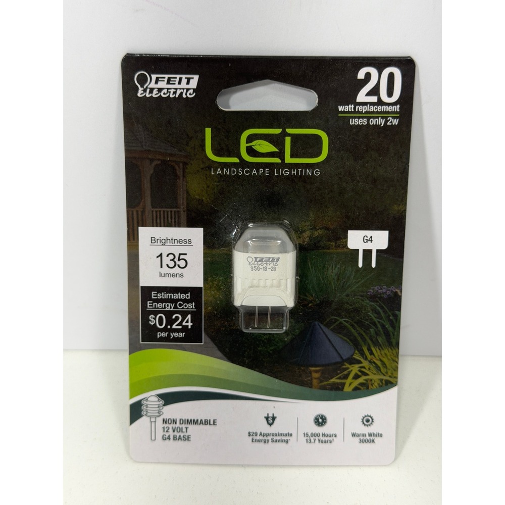 Feit Electric 20W Replacement LED Landscape Light Bulb G4 Base 12V 3000K LVG4‎